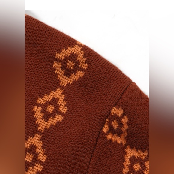 OXKNIT MEN'S DARK BROWN THE SEBASTIAN KNIT POLO SHIRT - Picture 5 of 6